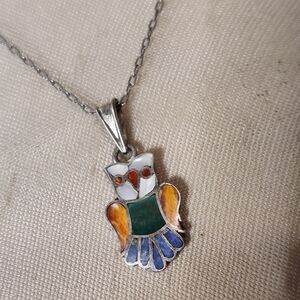 Vintage Signed Susie Calavaza NA Owl Pendant